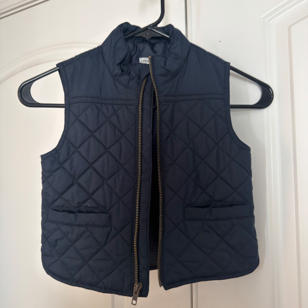 Crewcuts Boys Navy Blue Quilted Puffer Vest Size XXS Full Zip Layering Shell